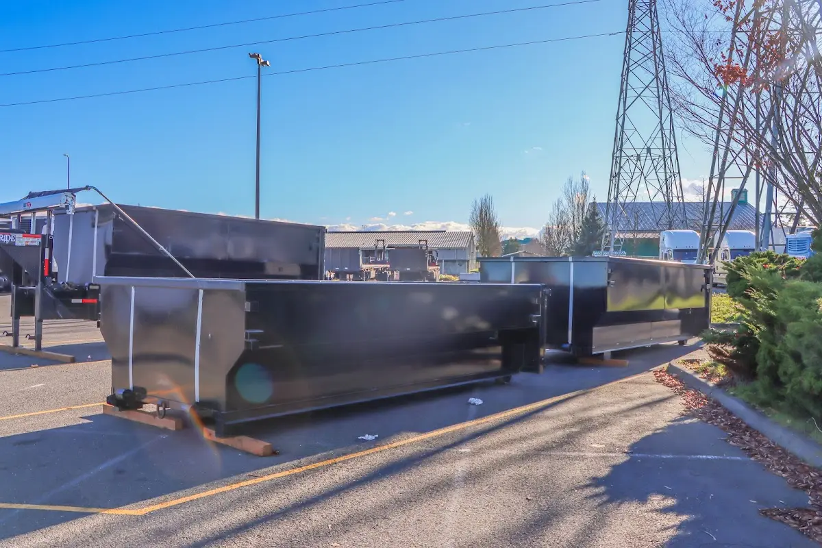 Roll-off dumpster ready for waste disposal at job site for 8 Yard Dumpster Rental in London